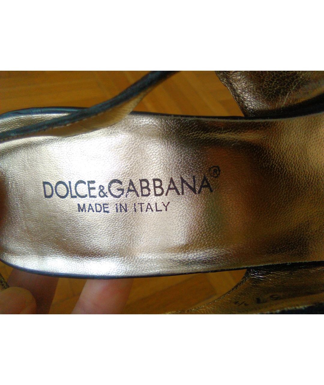 DOLCE&GABBANA Черные босоножки из экзотической кожи, фото 7