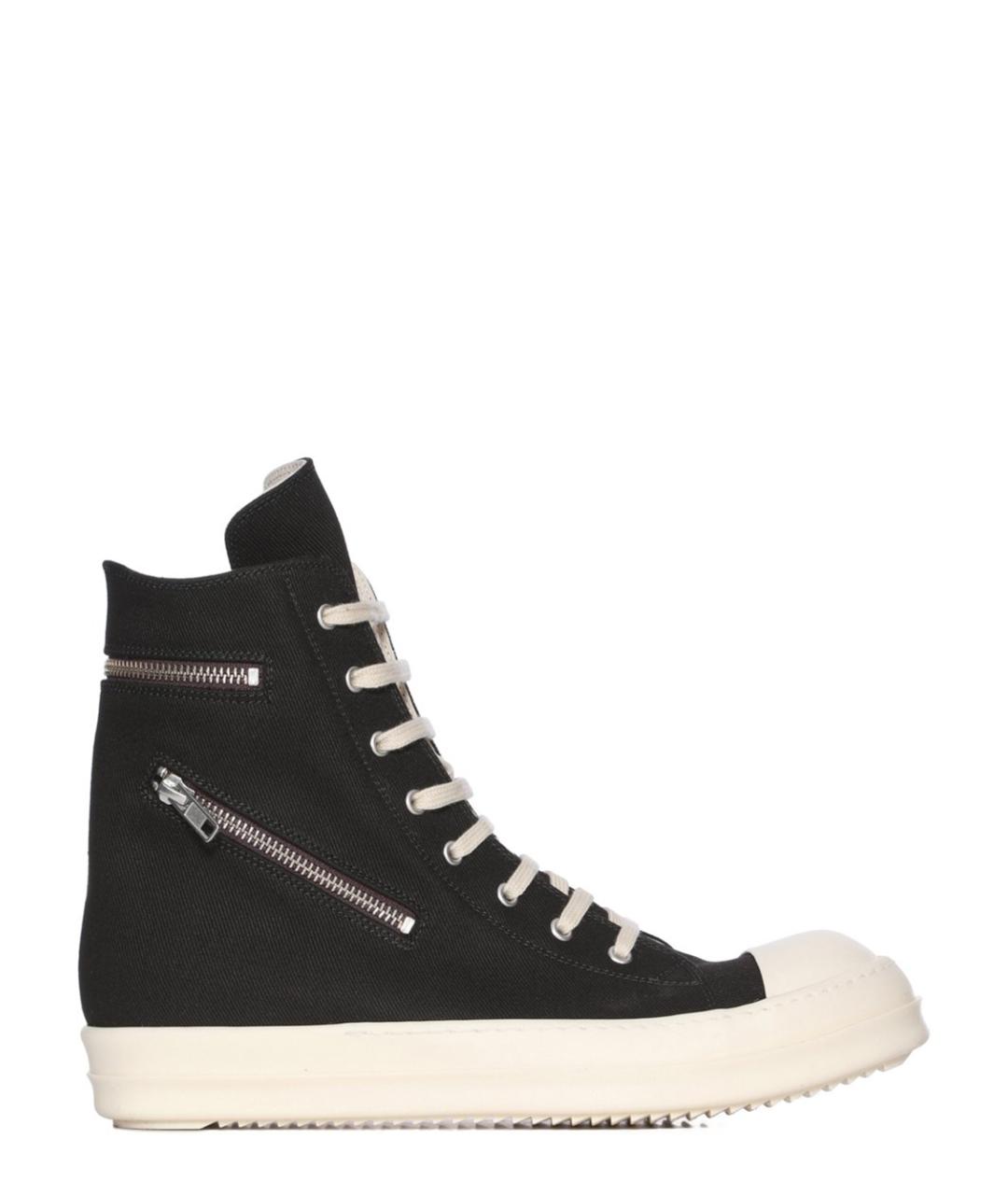 RICK OWENS DRKSHDW Черные текстильные высокие кроссовки / кеды, фото 1