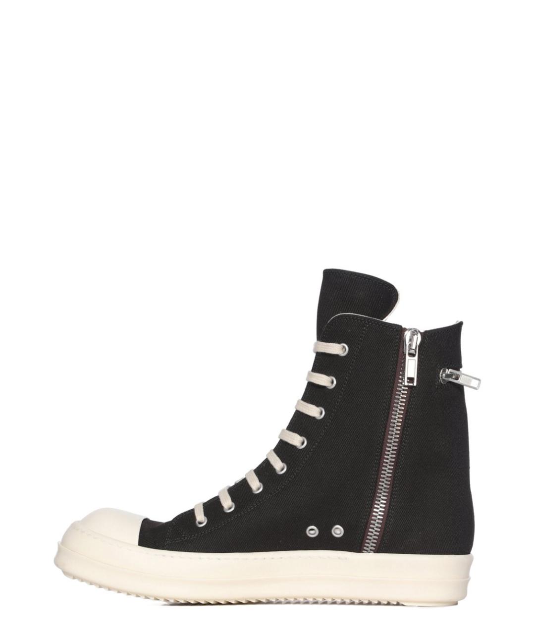 RICK OWENS DRKSHDW Черные текстильные высокие кроссовки / кеды, фото 3