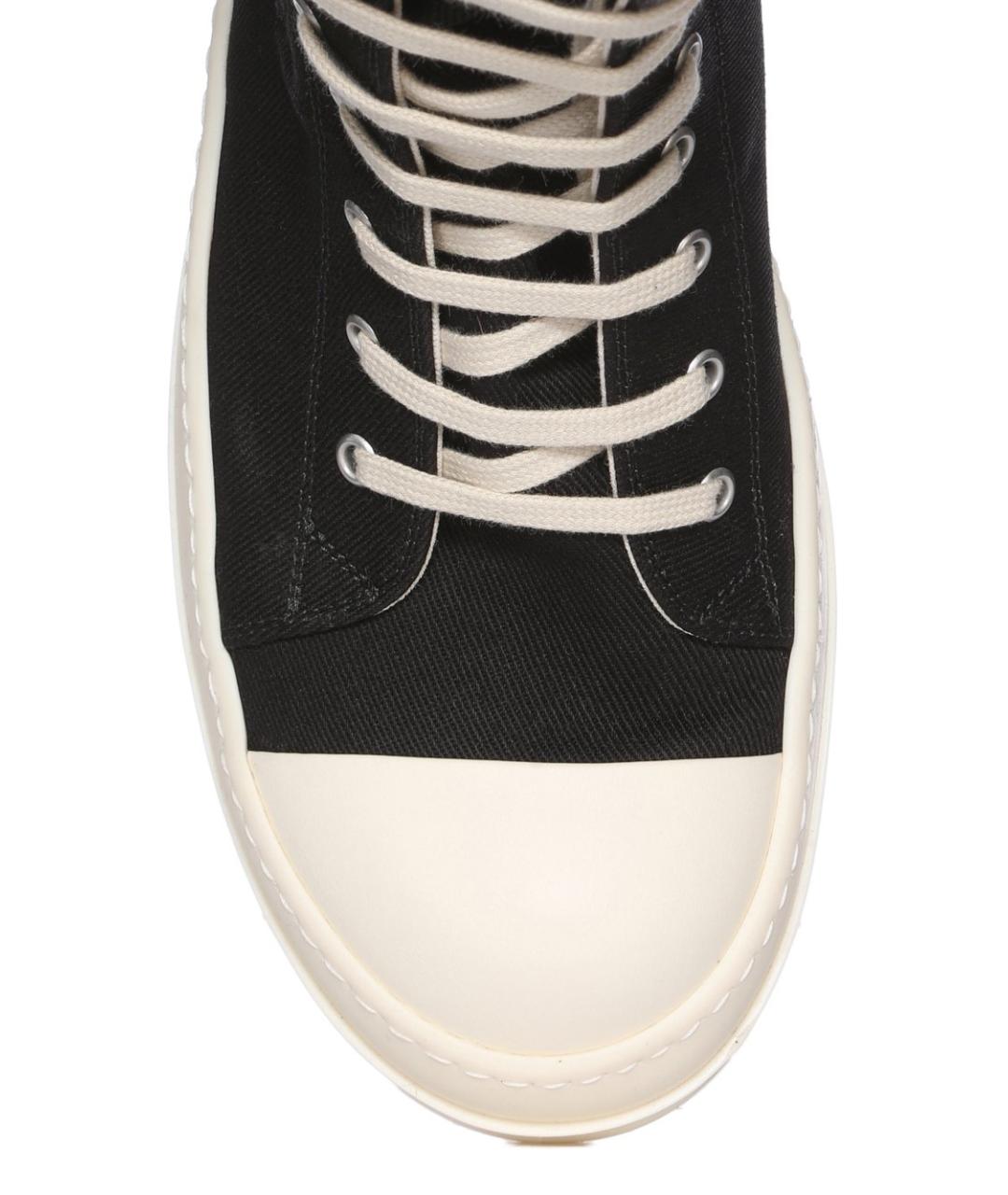 RICK OWENS DRKSHDW Черные текстильные высокие кроссовки / кеды, фото 5