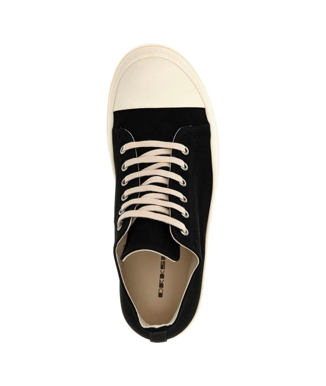 RICK OWENS DRKSHDW Черные текстильные низкие кроссовки / кеды, фото 4
