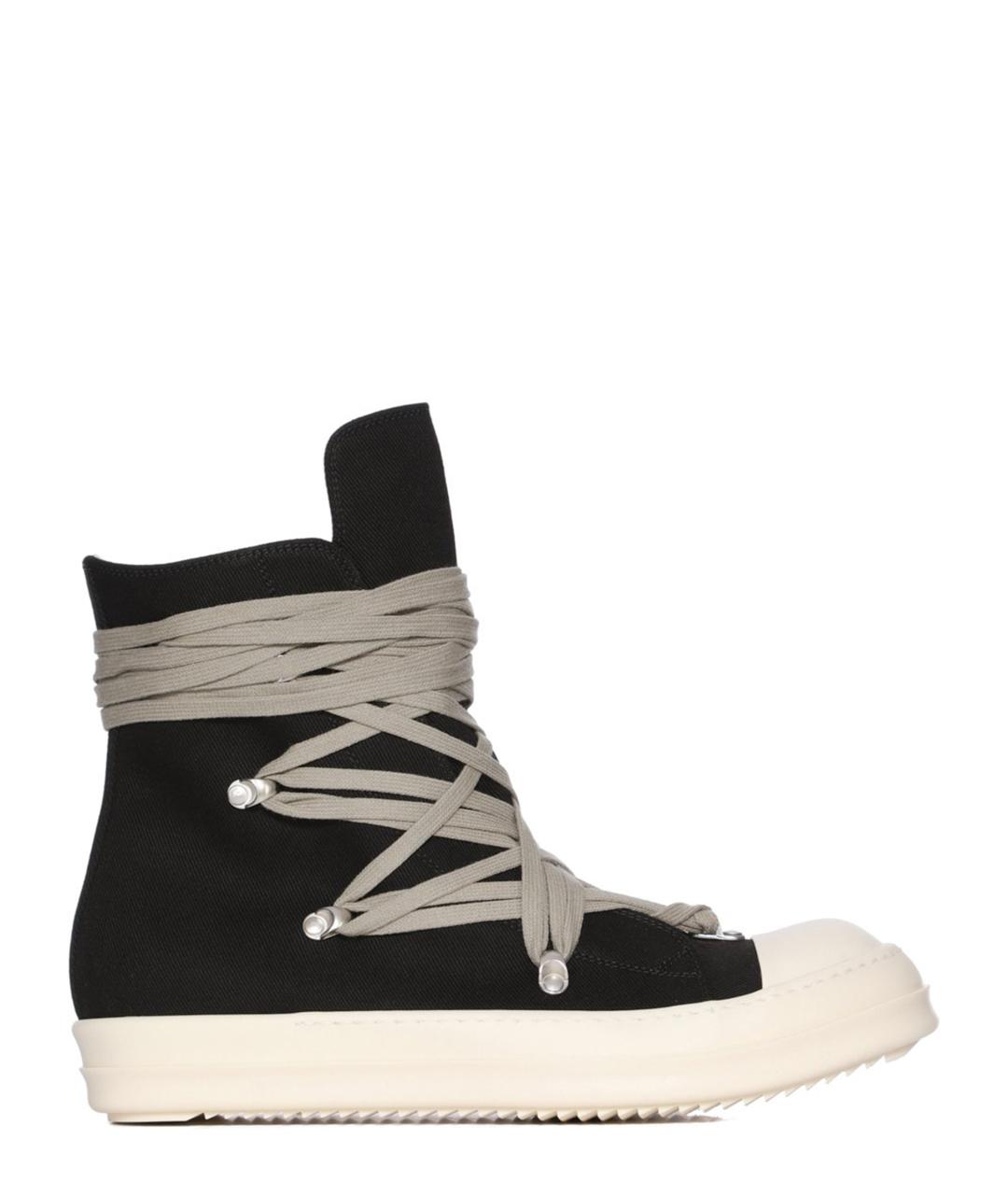 RICK OWENS DRKSHDW Черные текстильные высокие кроссовки / кеды, фото 1