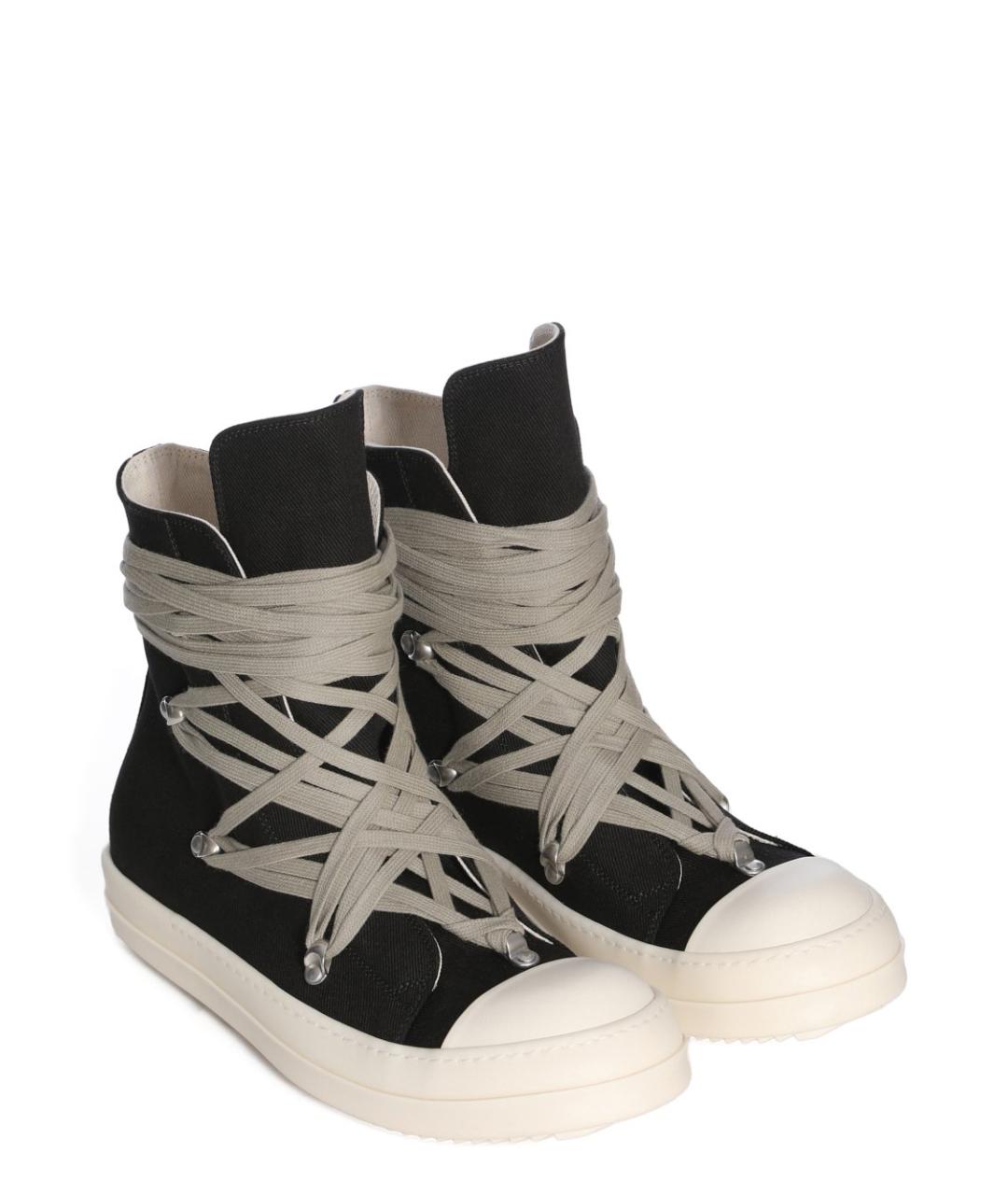 RICK OWENS DRKSHDW Черные текстильные высокие кроссовки / кеды, фото 2