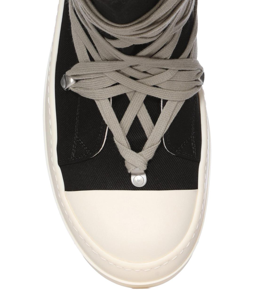 RICK OWENS DRKSHDW Черные текстильные высокие кроссовки / кеды, фото 6