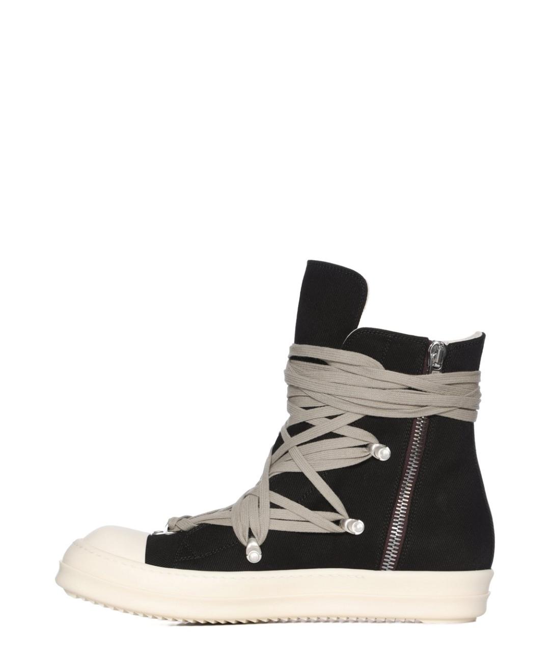 RICK OWENS DRKSHDW Черные текстильные высокие кроссовки / кеды, фото 4