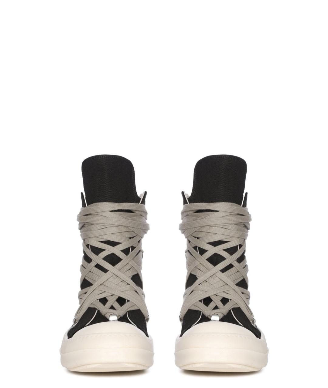 RICK OWENS DRKSHDW Черные текстильные высокие кроссовки / кеды, фото 3