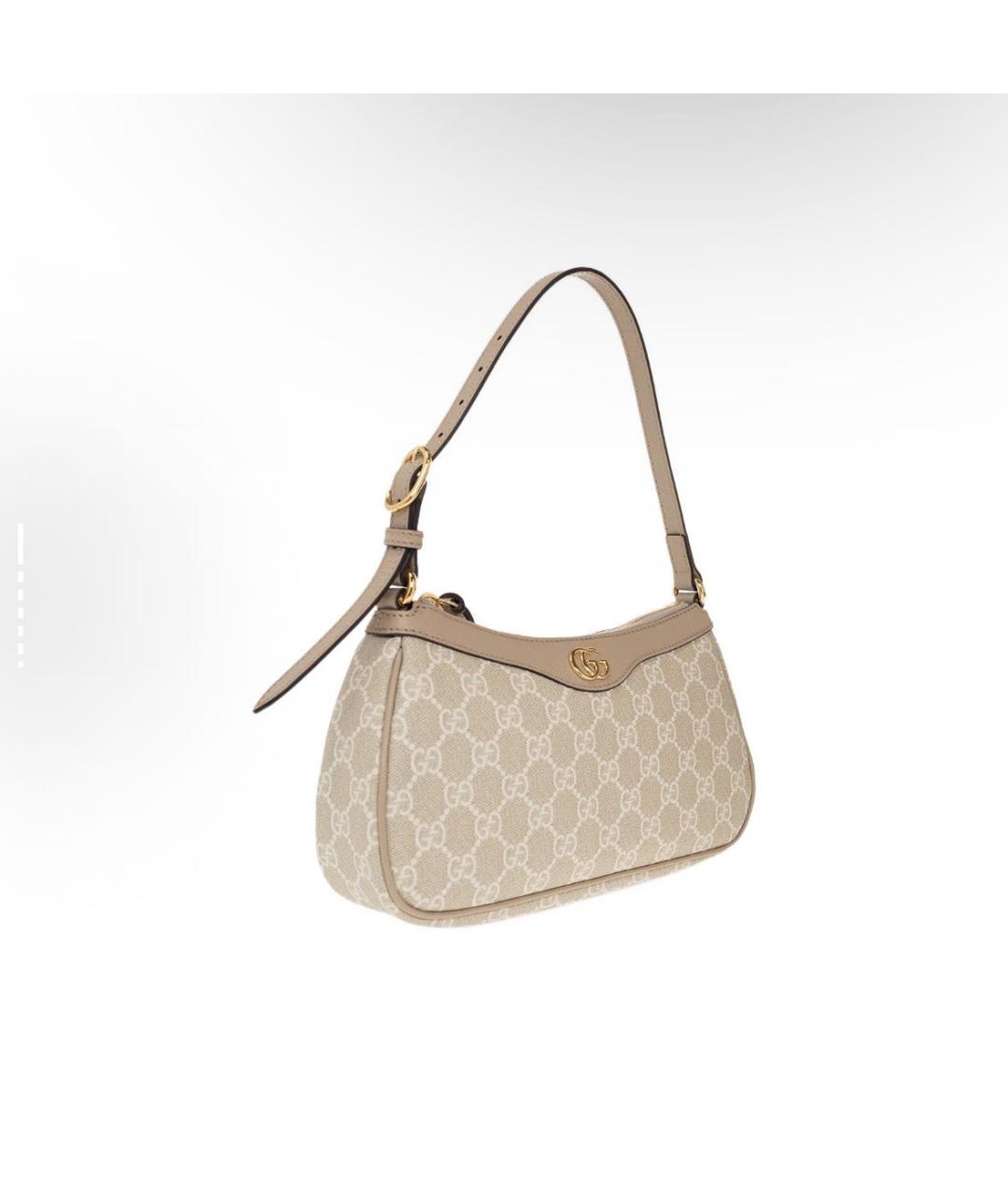 GUCCI Бежевая кожаная сумка с короткими ручками, фото 3