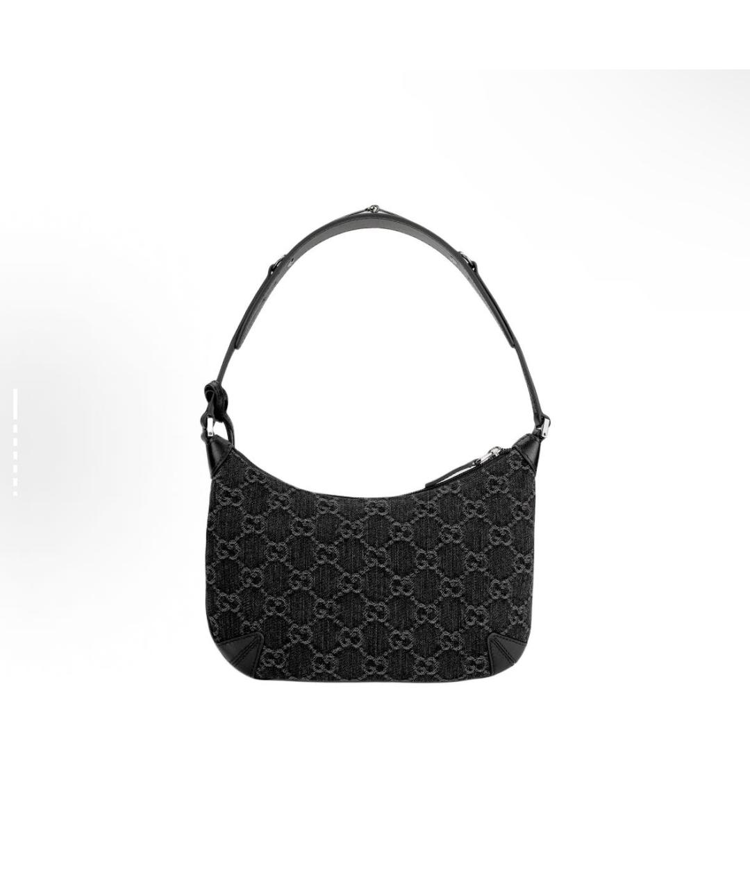 GUCCI Антрацитовая деним сумка с короткими ручками, фото 3