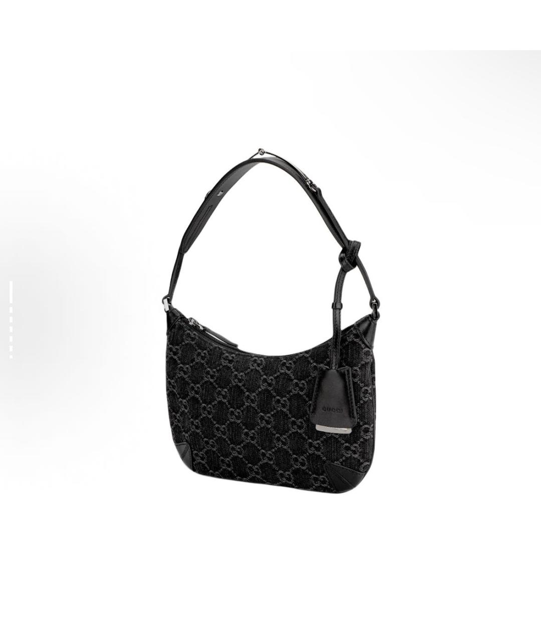 GUCCI Антрацитовая деним сумка с короткими ручками, фото 2