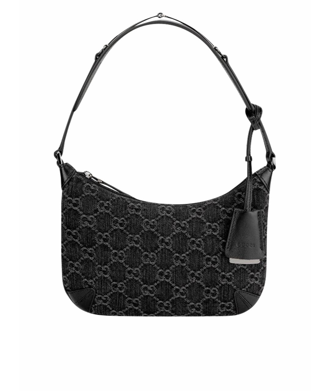 GUCCI Антрацитовая деним сумка с короткими ручками, фото 1