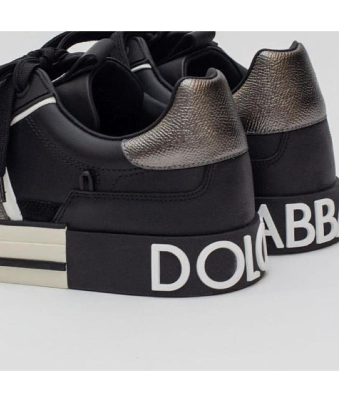 DOLCE&GABBANA Черные кожаные низкие кроссовки / кеды, фото 4