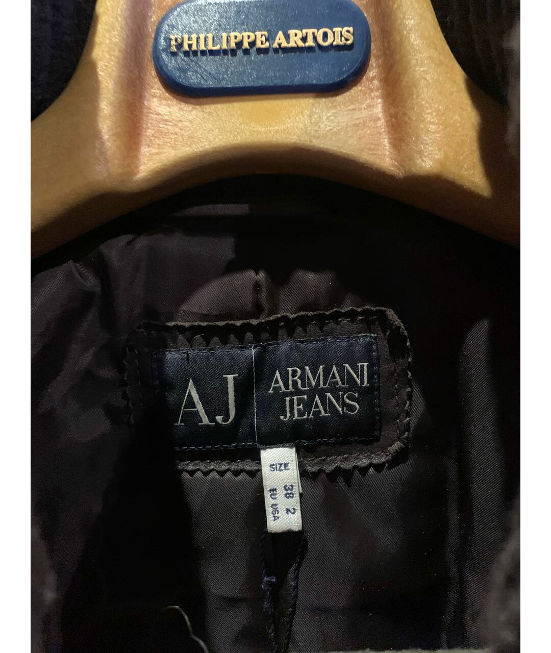 ARMANI JEANS Коричневая кожаная куртка, фото 3