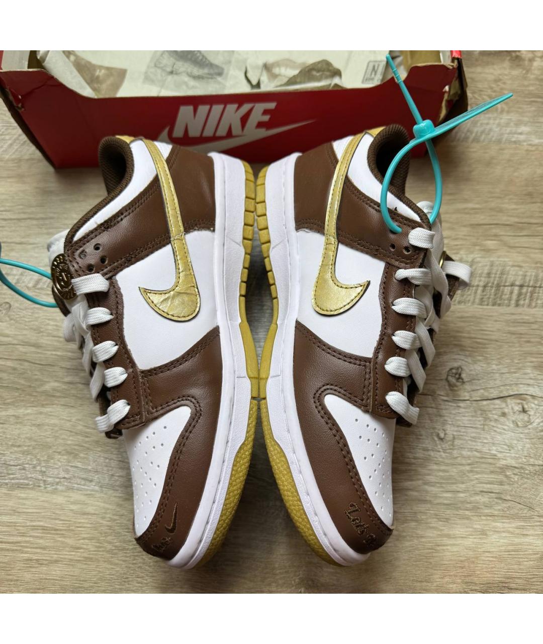 NIKE Коричневые кожаные кроссовки, фото 5