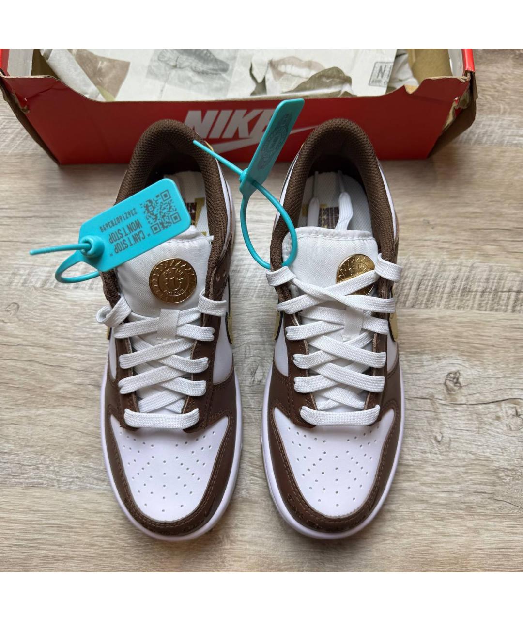 NIKE Коричневые кожаные кроссовки, фото 4