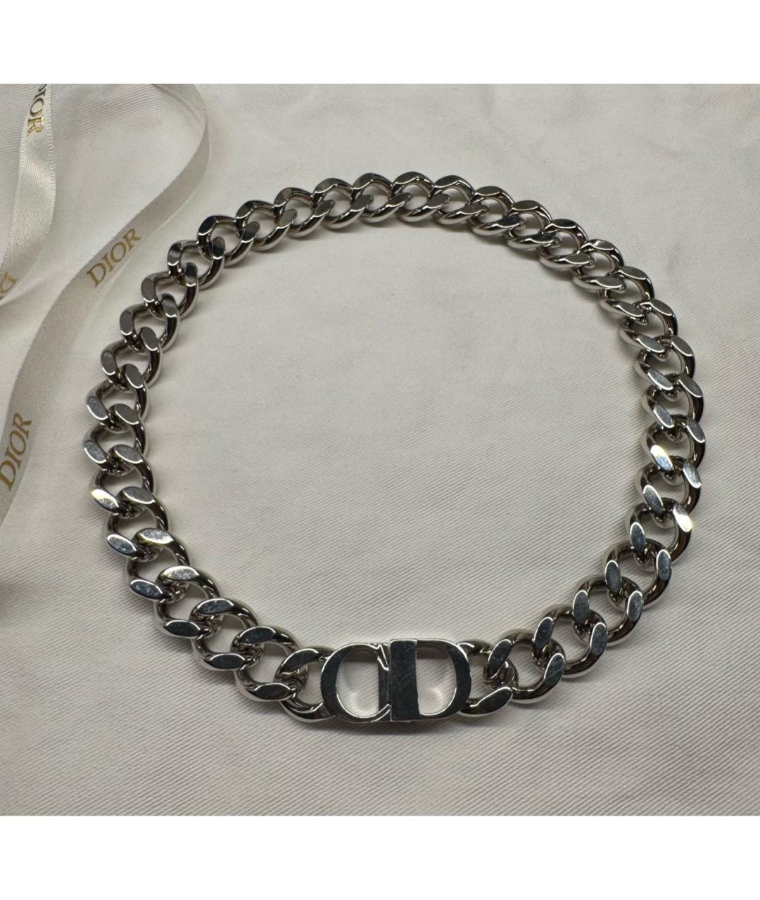 CHRISTIAN DIOR Серебряное металлическое колье, фото 5