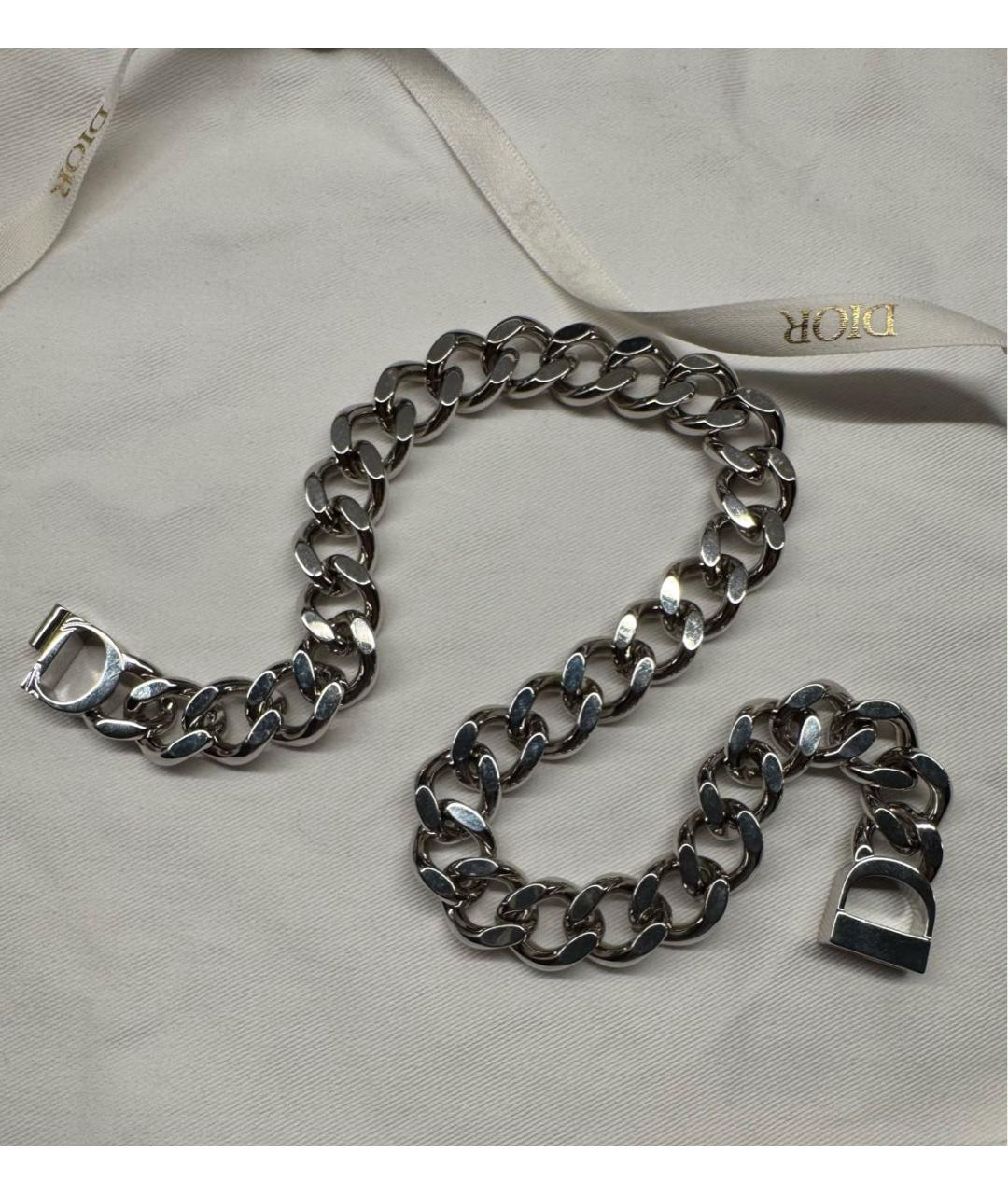 CHRISTIAN DIOR Серебряное металлическое колье, фото 4