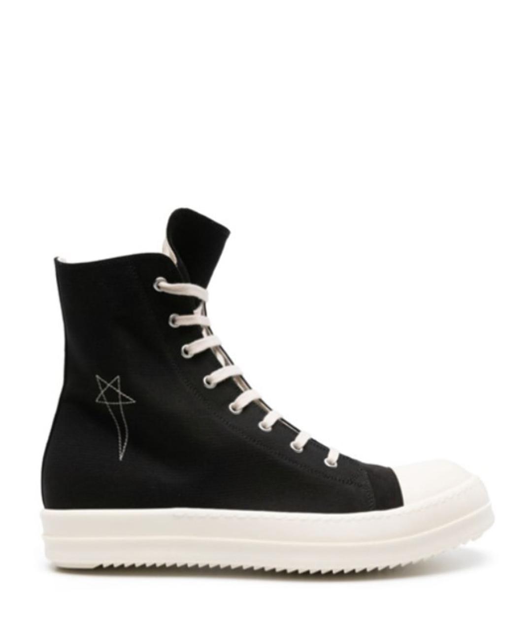 RICK OWENS DRKSHDW Черные текстильные высокие кроссовки / кеды, фото 1