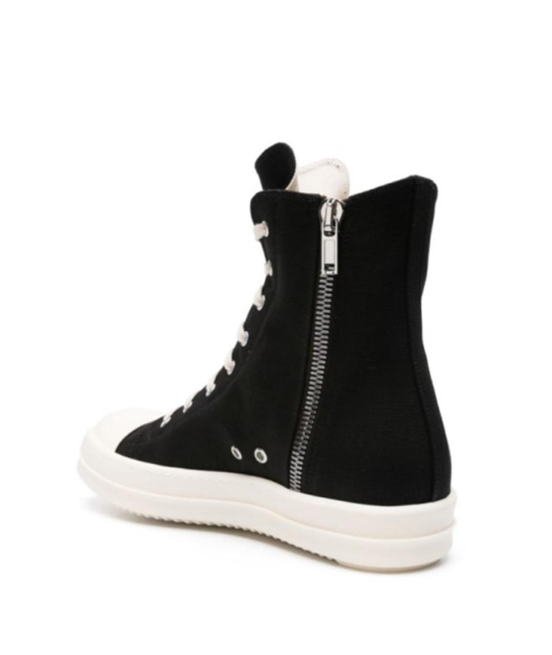 RICK OWENS DRKSHDW Черные текстильные высокие кроссовки / кеды, фото 2