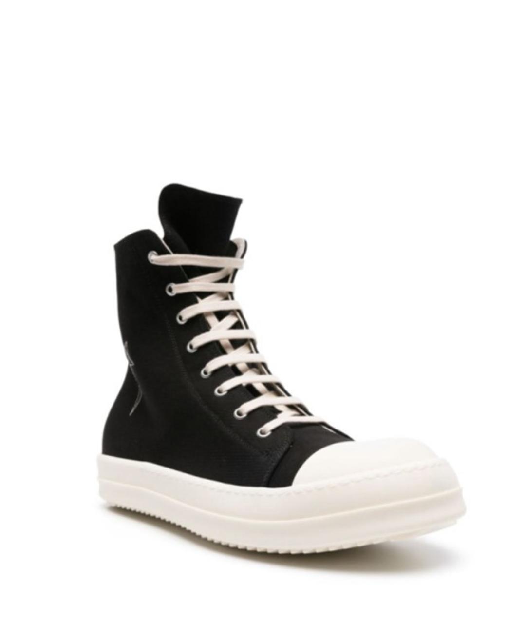 RICK OWENS DRKSHDW Черные текстильные высокие кроссовки / кеды, фото 3