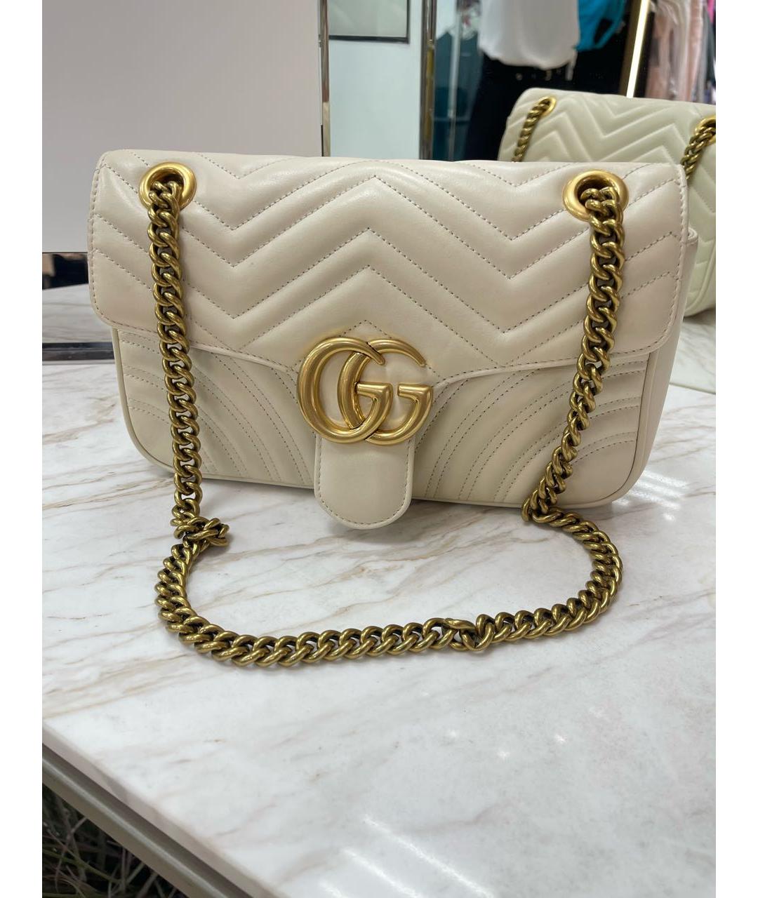 GUCCI Бежевая кожаная сумка через плечо, фото 5