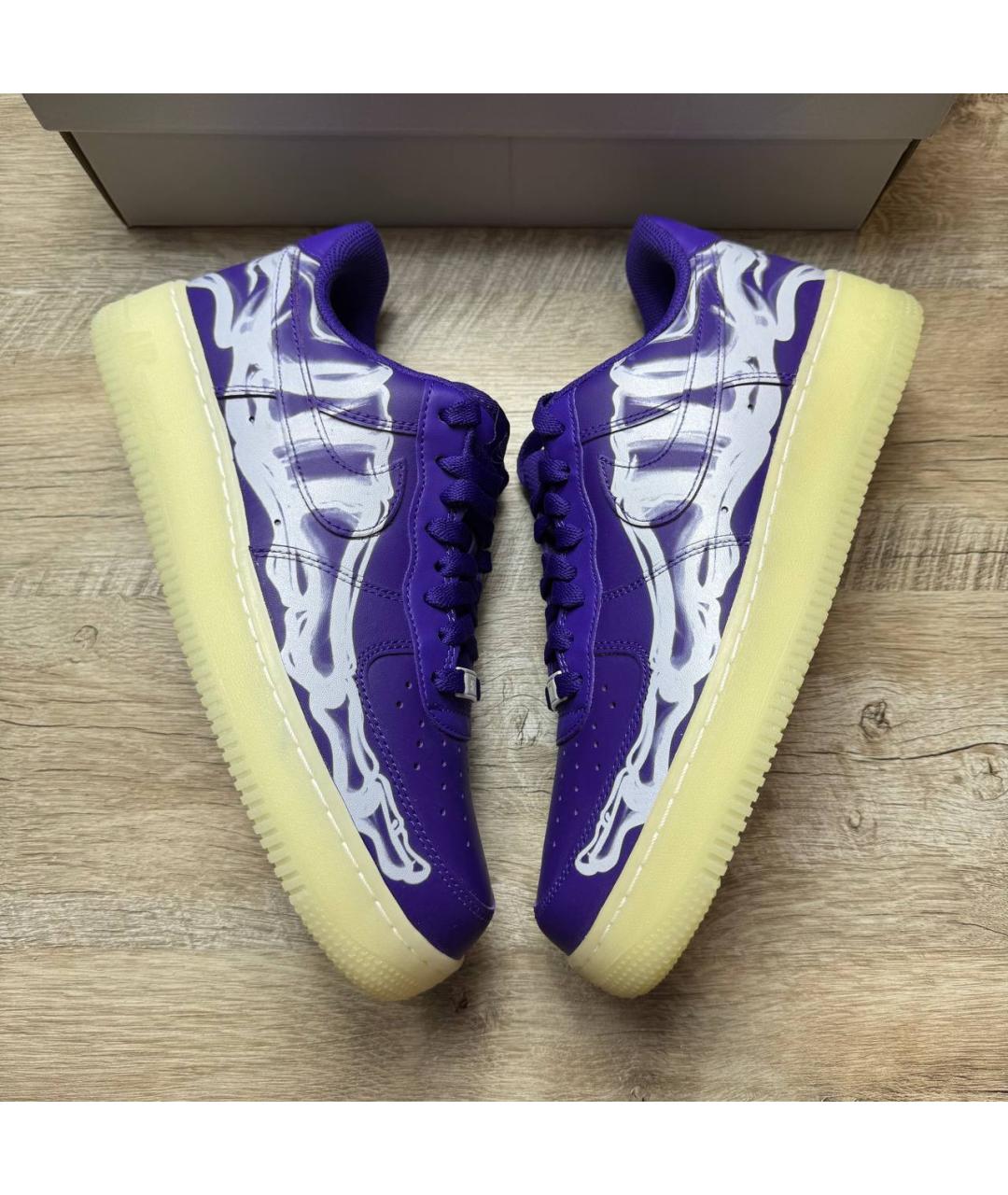 NIKE Фиолетовые кожаные низкие кроссовки / кеды, фото 2