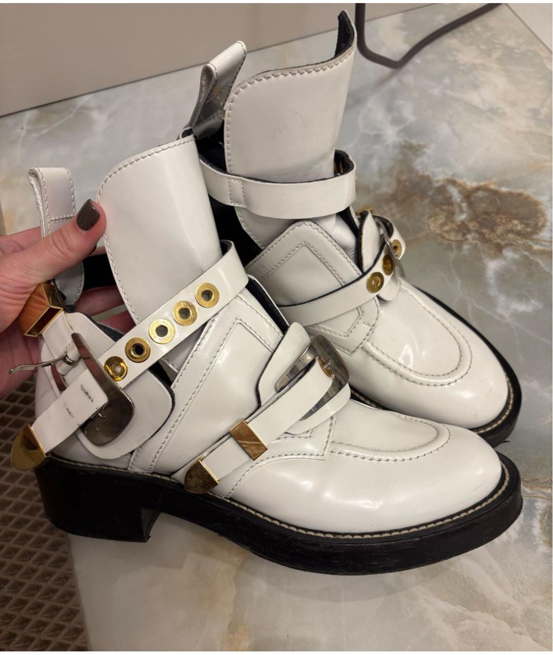 BALENCIAGA Белые ботинки из лакированной кожи, фото 5