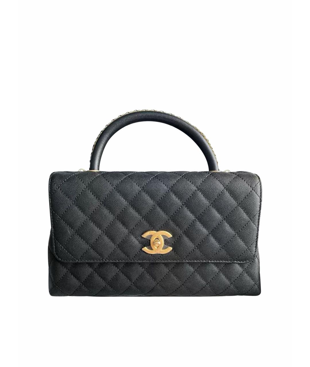 CHANEL Черная кожаная сумка с короткими ручками, фото 1