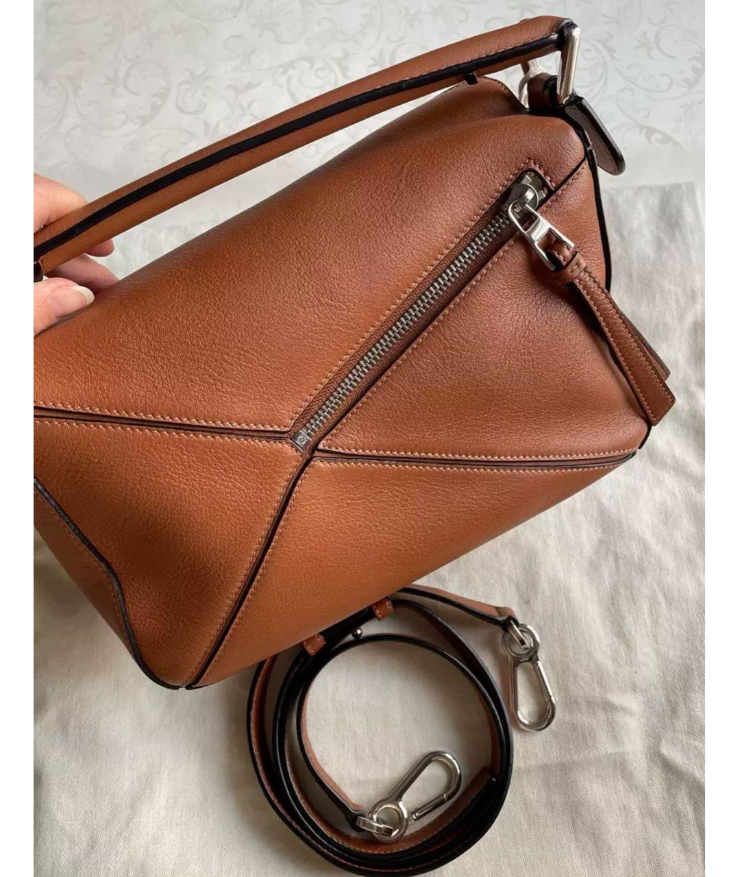LOEWE Коричневая кожаная сумка с короткими ручками, фото 4