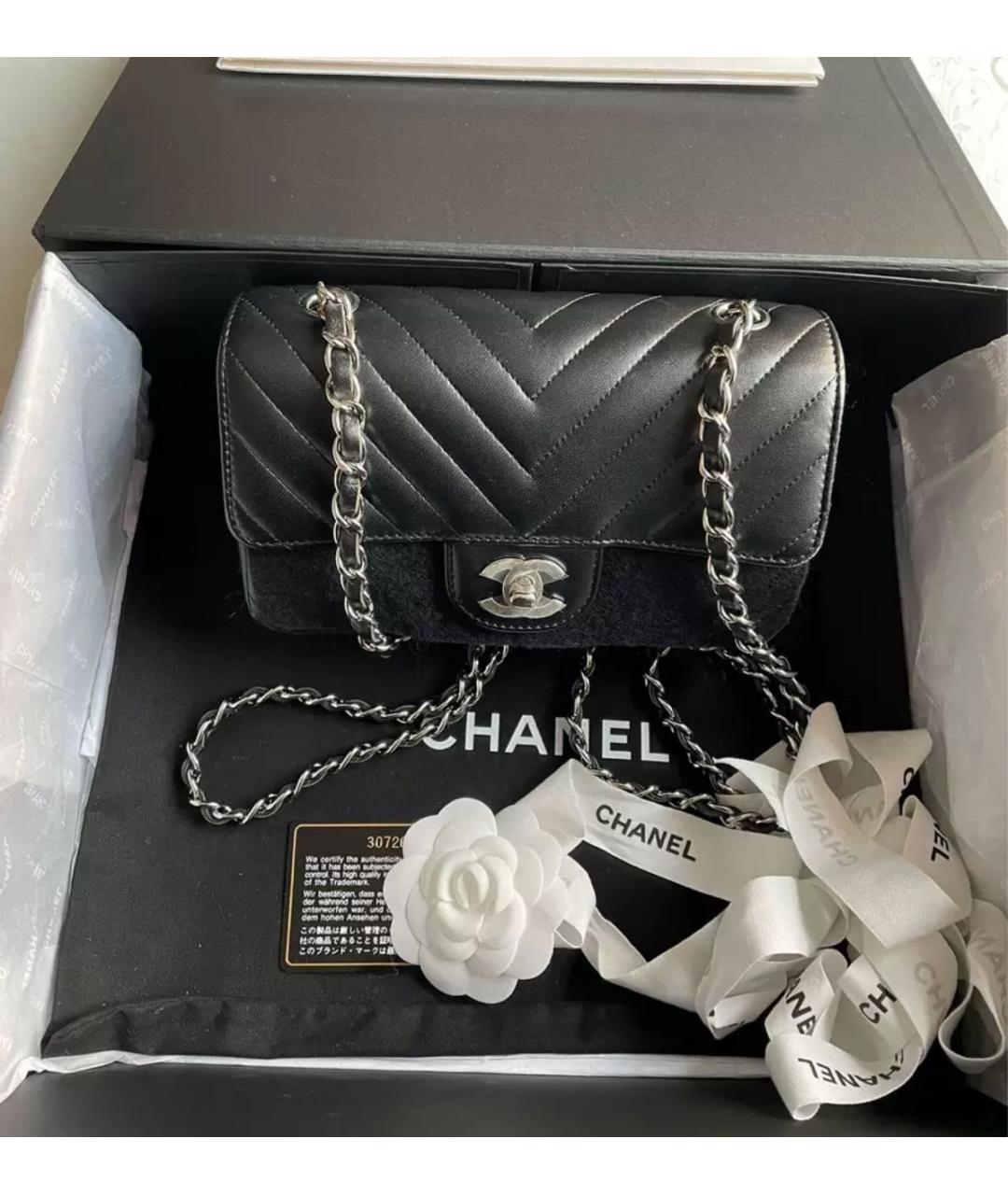 CHANEL Черная кожаная сумка через плечо, фото 6