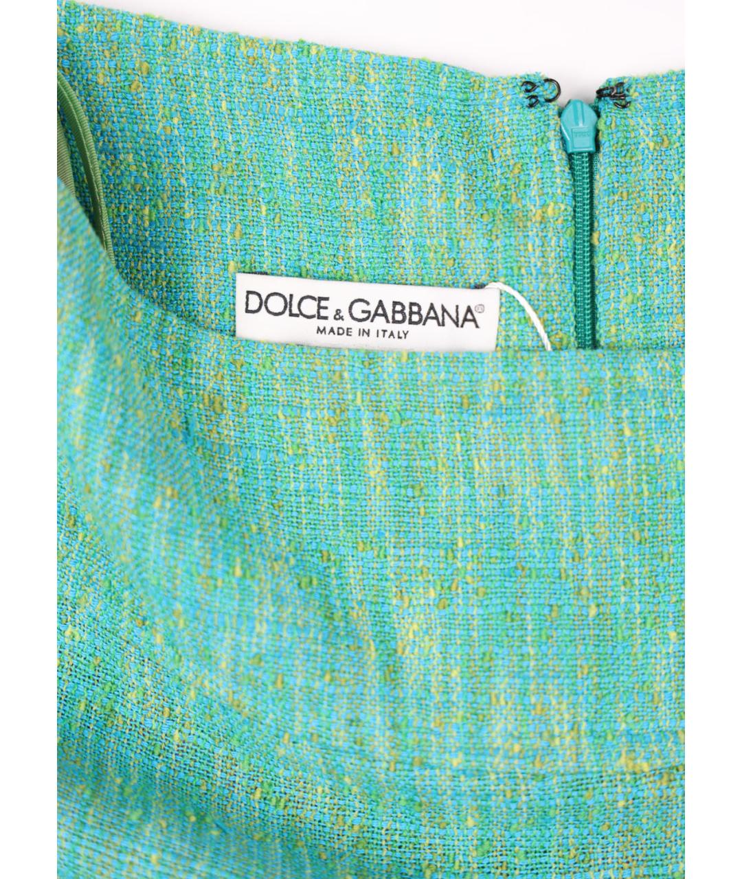 DOLCE&GABBANA Бирюзовый вискозный костюм с юбками, фото 7