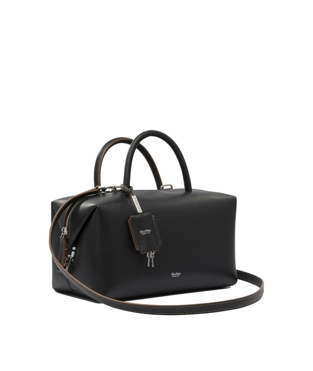 MAX MARA Черная кожаная сумка с короткими ручками, фото 2