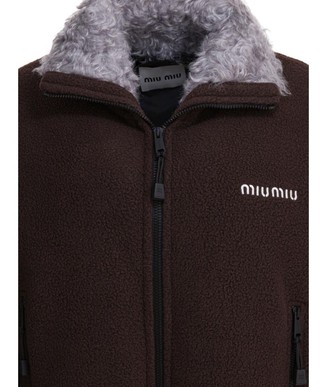 MIU MIU Коричневая полиэстеровая куртка, фото 3