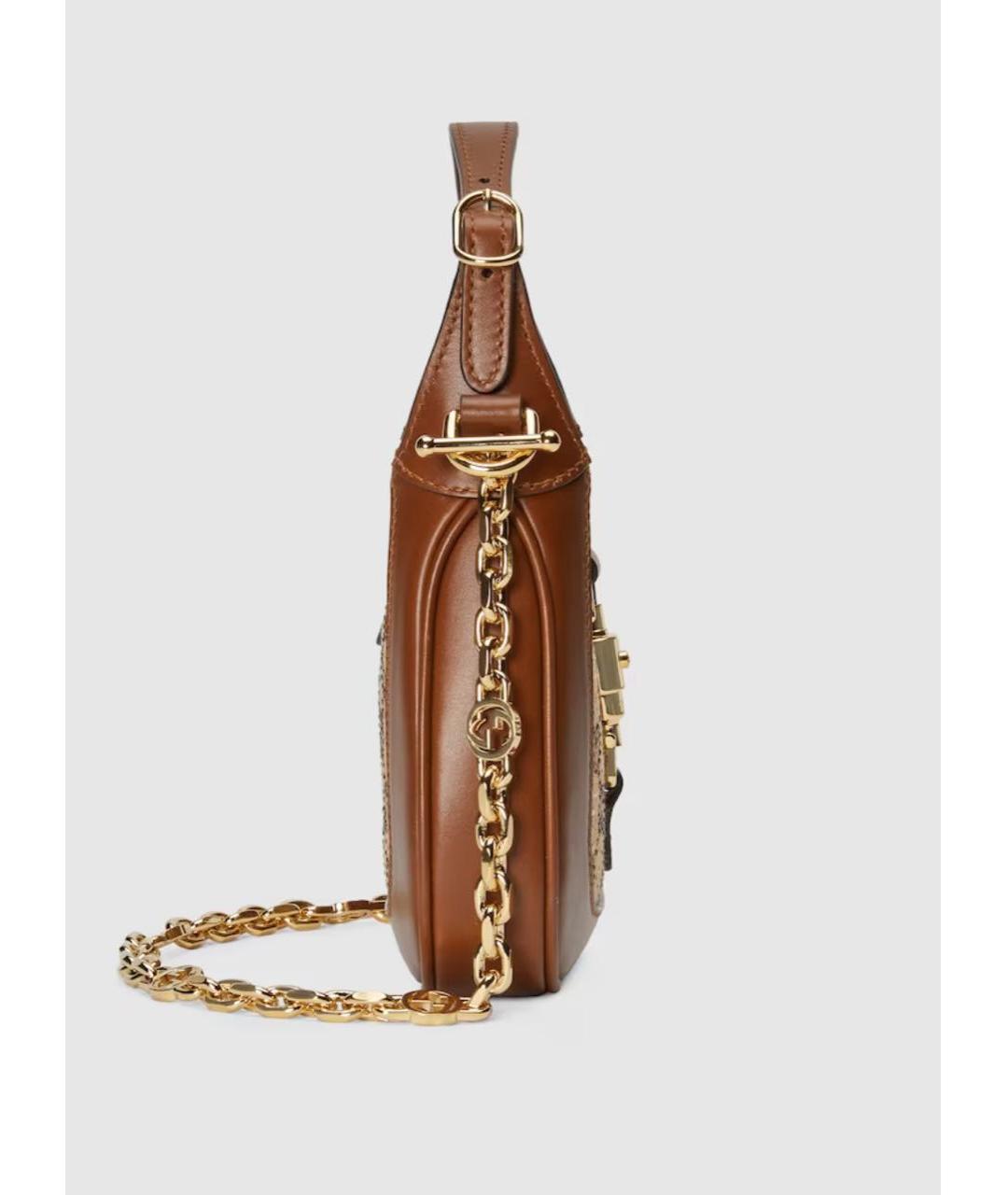 GUCCI Коричневая кожаная сумка с короткими ручками, фото 5