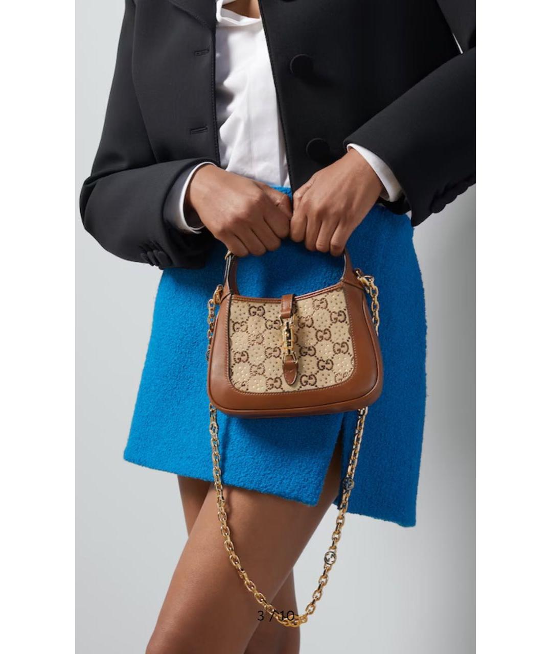 GUCCI Коричневая кожаная сумка с короткими ручками, фото 8