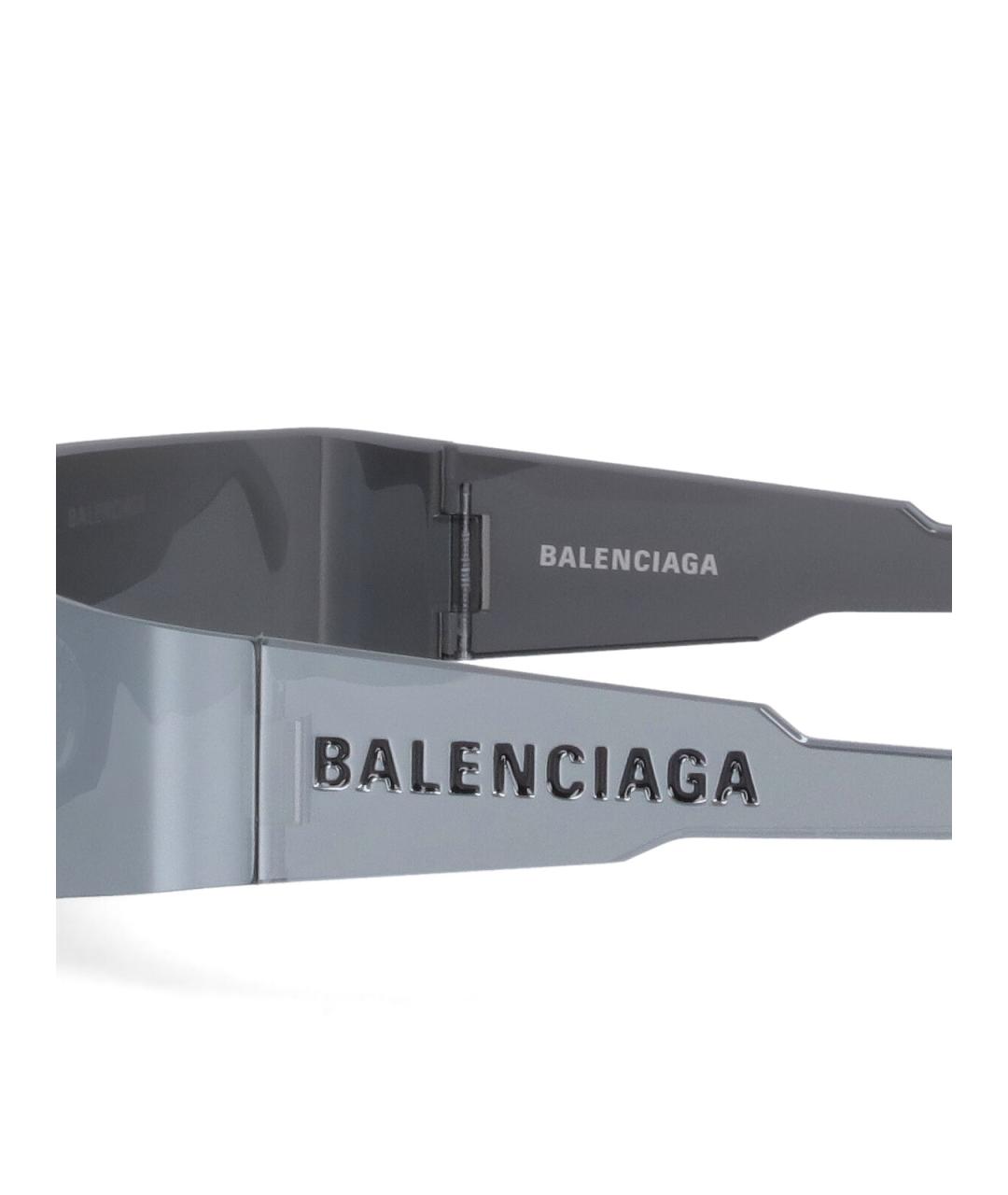 BALENCIAGA Серебряные пластиковые солнцезащитные очки, фото 3
