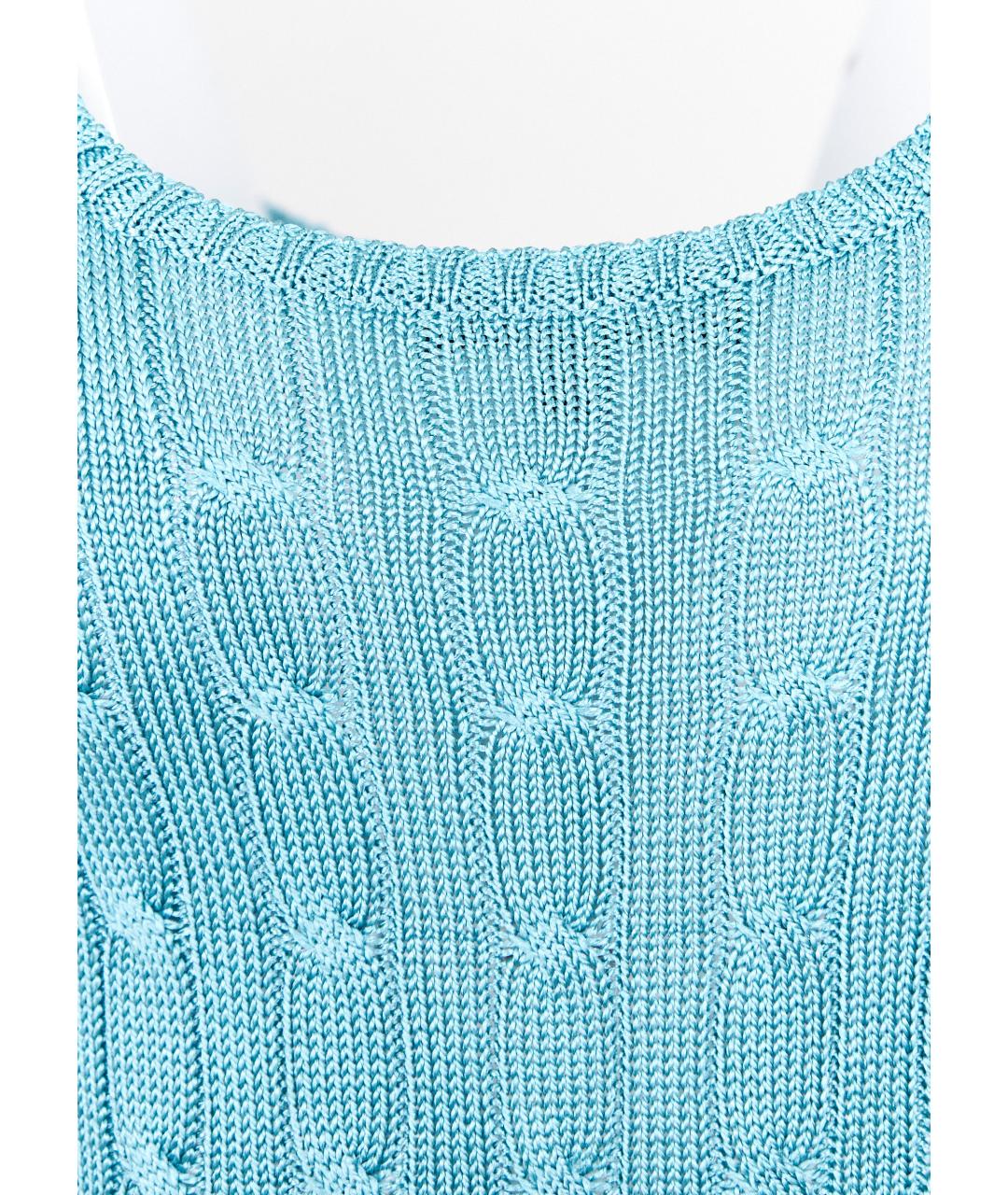 RALPH LAUREN Бирюзовый шелковый костюм с брюками, фото 6