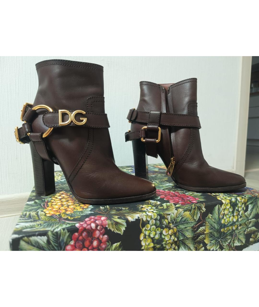 DOLCE&GABBANA Коричневые кожаные полусапоги, фото 4