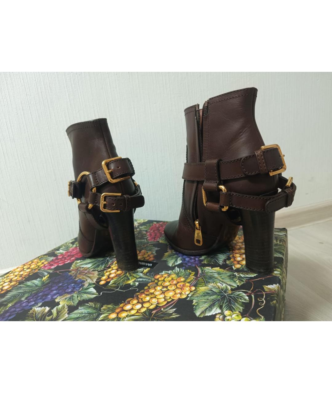 DOLCE&GABBANA Коричневые кожаные полусапоги, фото 2