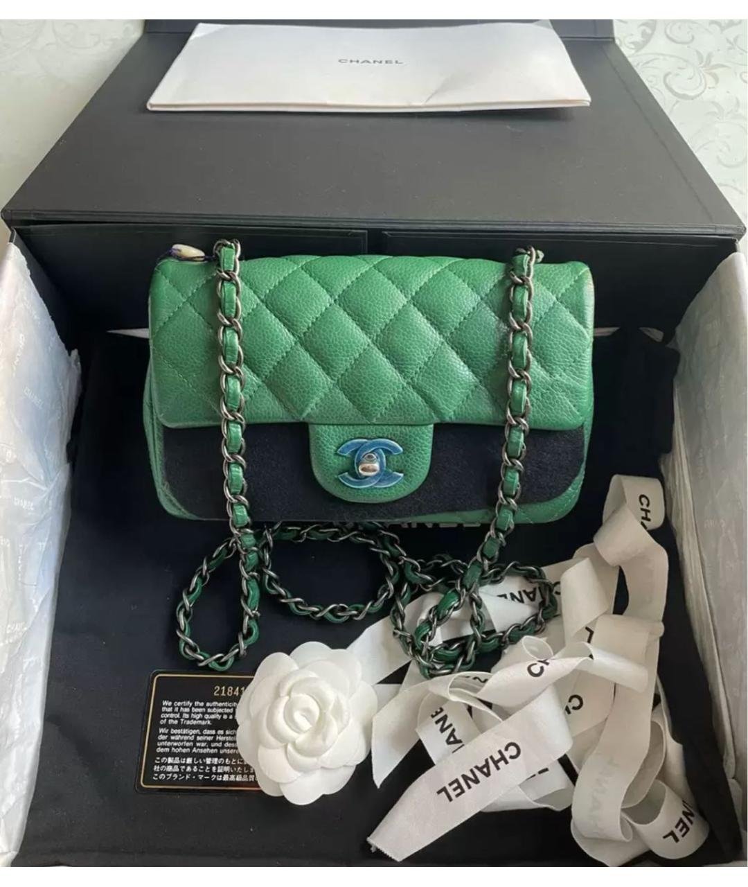 CHANEL Зеленая кожаная сумка через плечо, фото 7