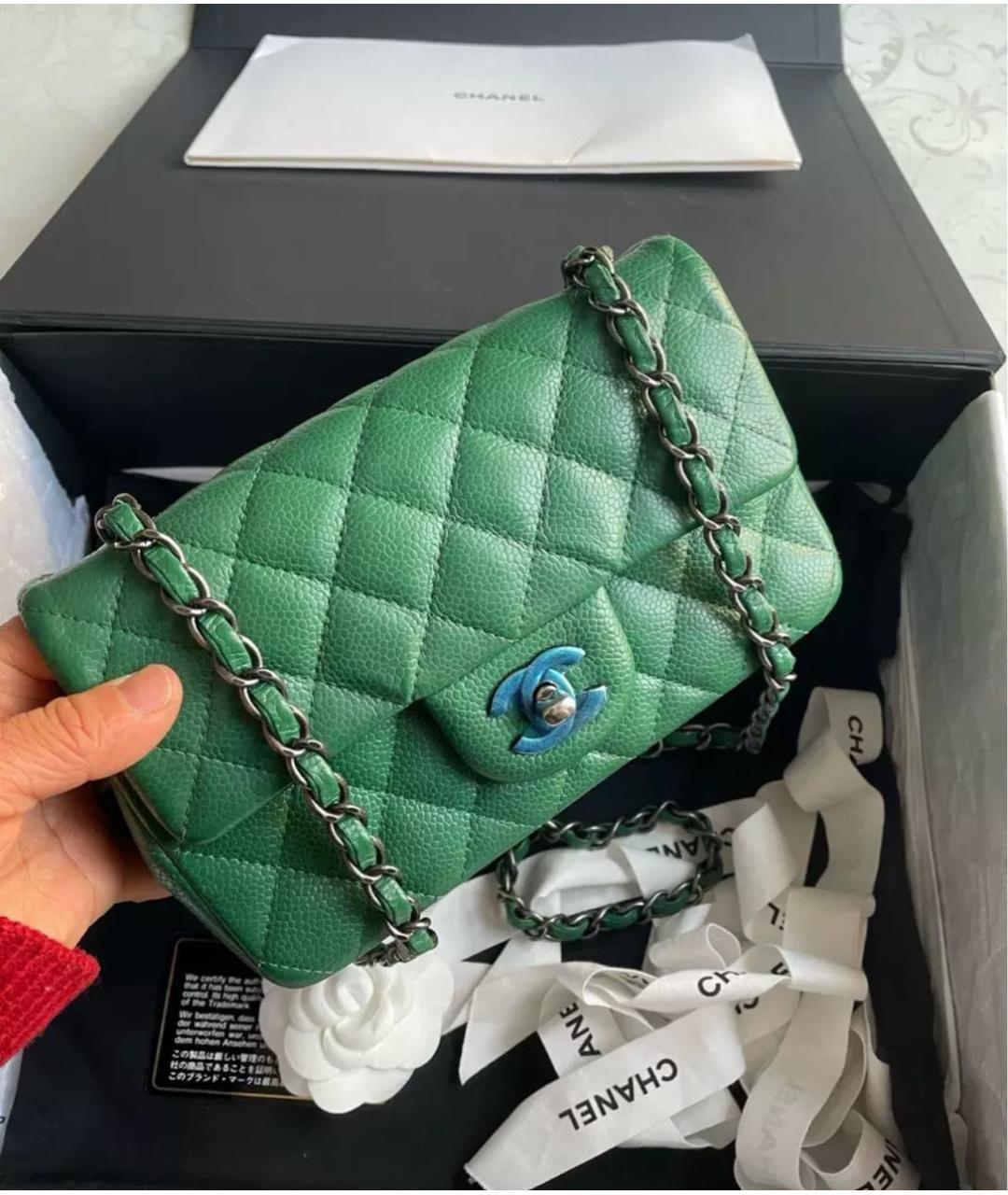 CHANEL Зеленая кожаная сумка через плечо, фото 2