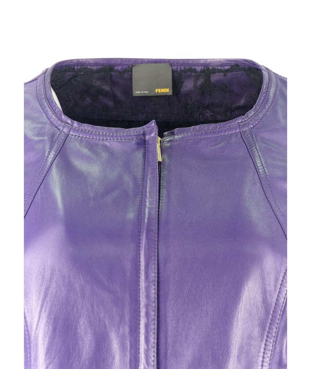 FENDI Фиолетовая кожаная куртка, фото 4