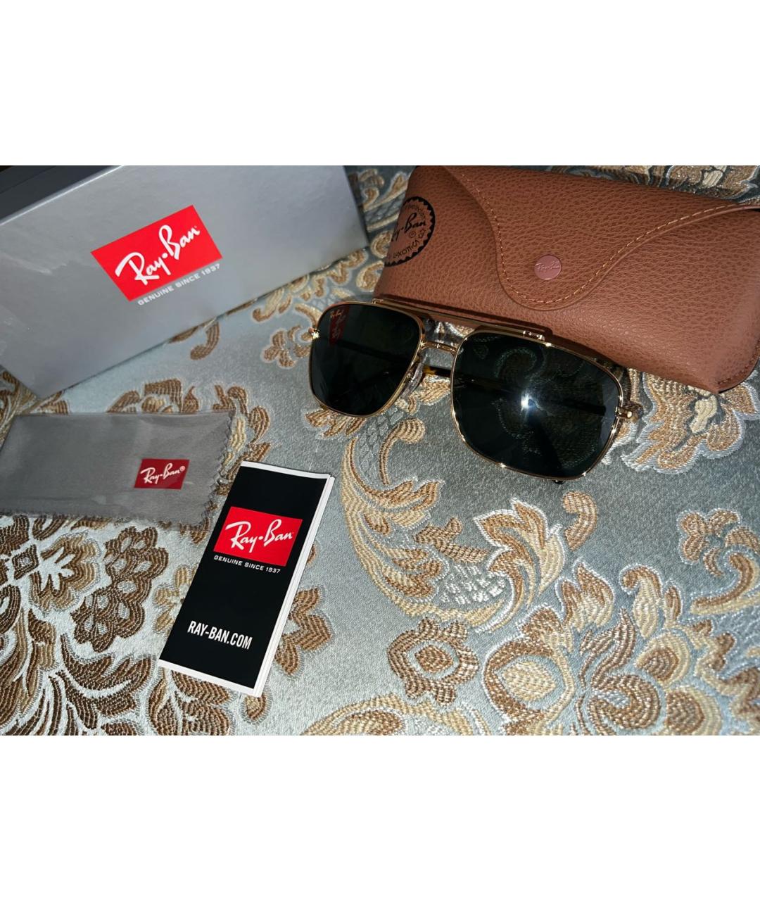 RAY BAN Зеленые металлические солнцезащитные очки, фото 6