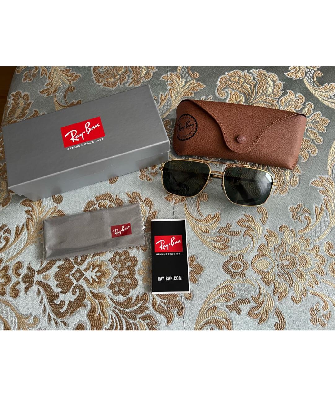 RAY BAN Зеленые металлические солнцезащитные очки, фото 5