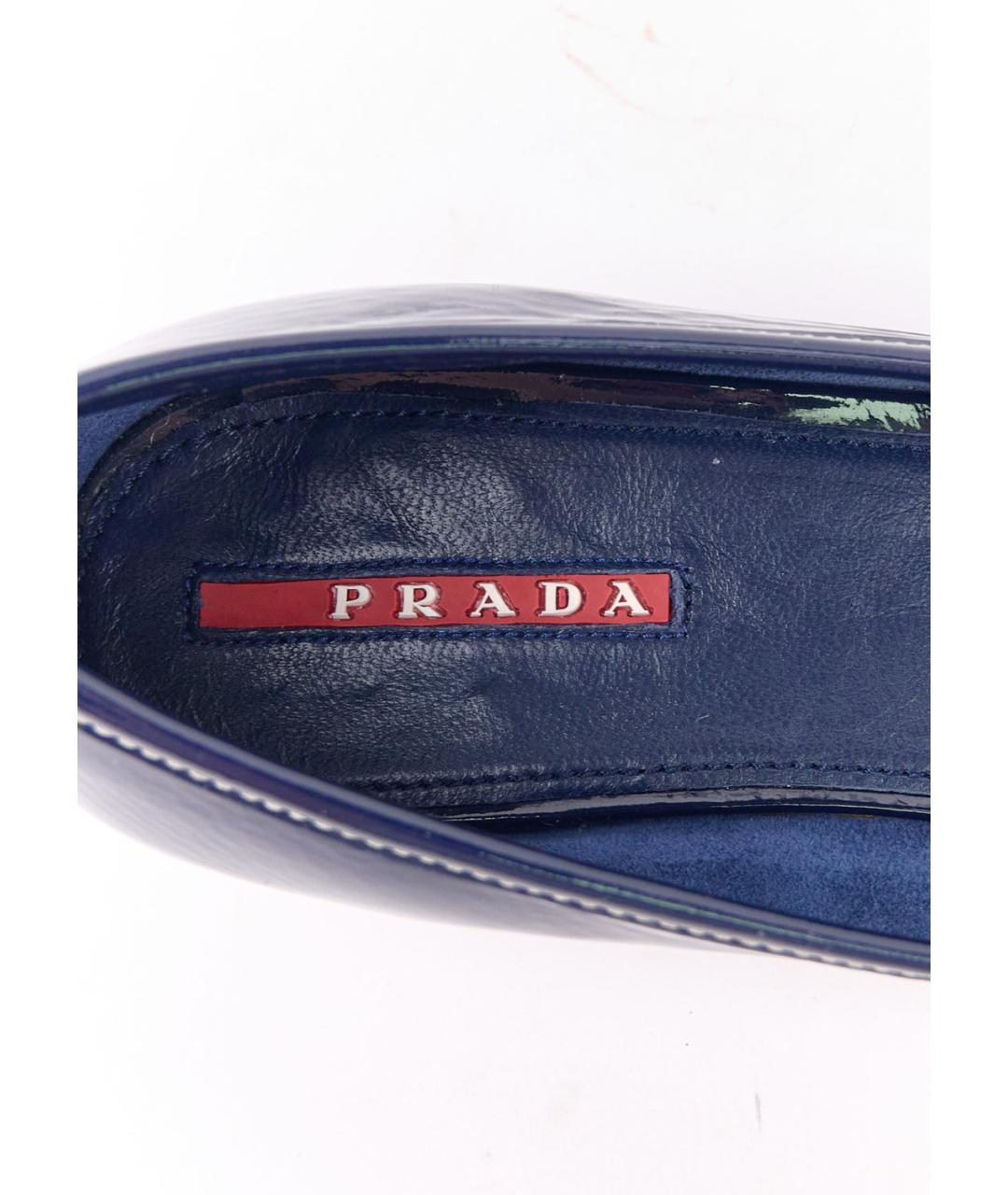 PRADA Синие лоферы из лакированной кожи, фото 5
