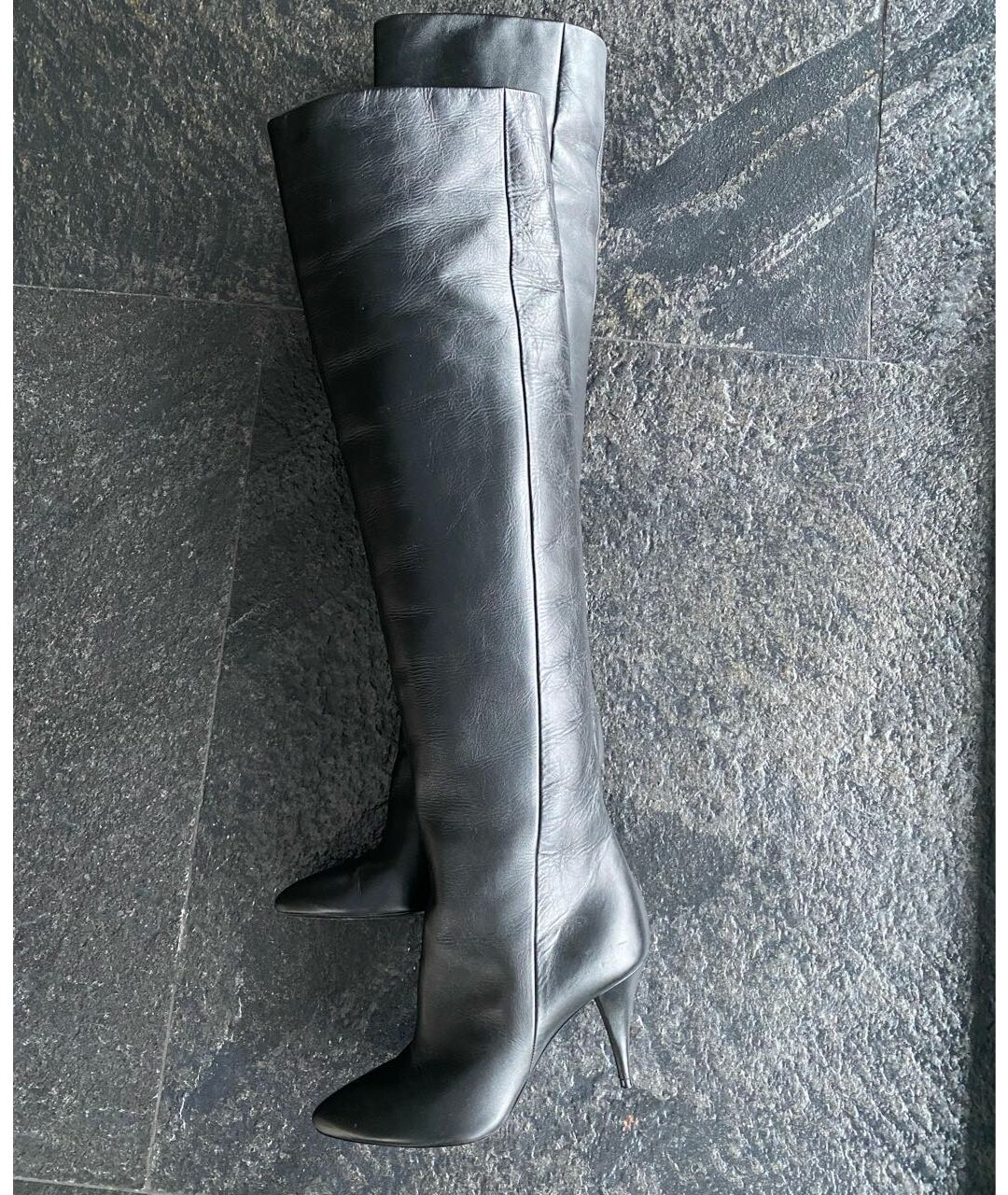 SAINT LAURENT Черные кожаные сапоги, фото 7