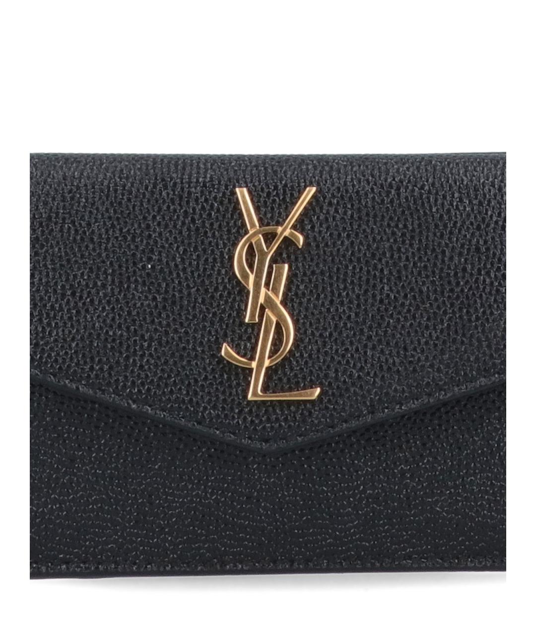 SAINT LAURENT Черный кожаный кошелек, фото 2