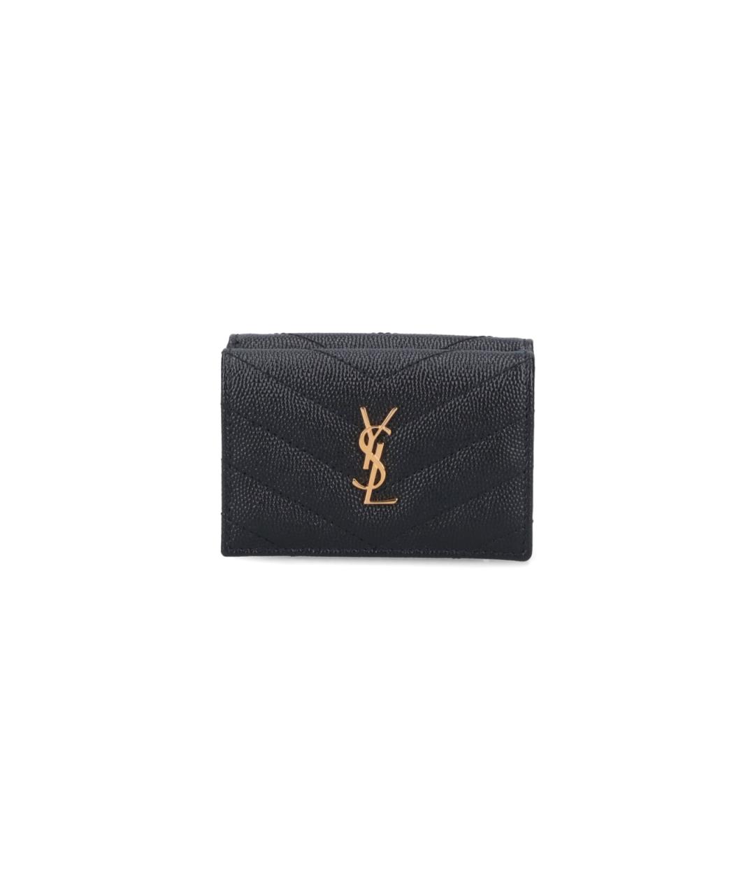 SAINT LAURENT Черный кожаный кошелек, фото 1