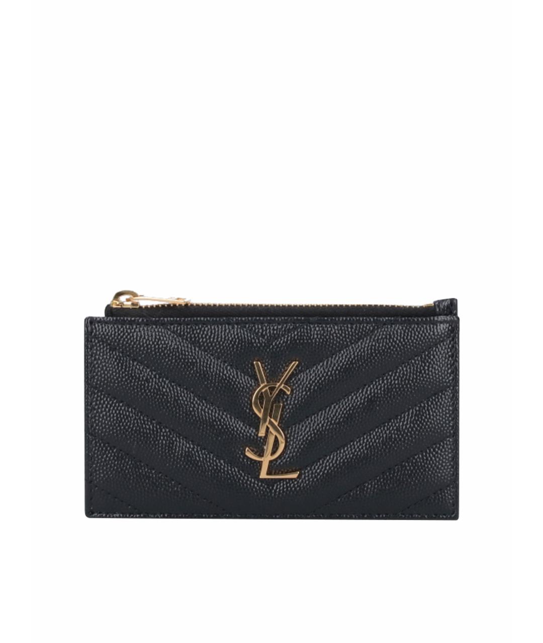 SAINT LAURENT Черный кожаный кошелек, фото 1