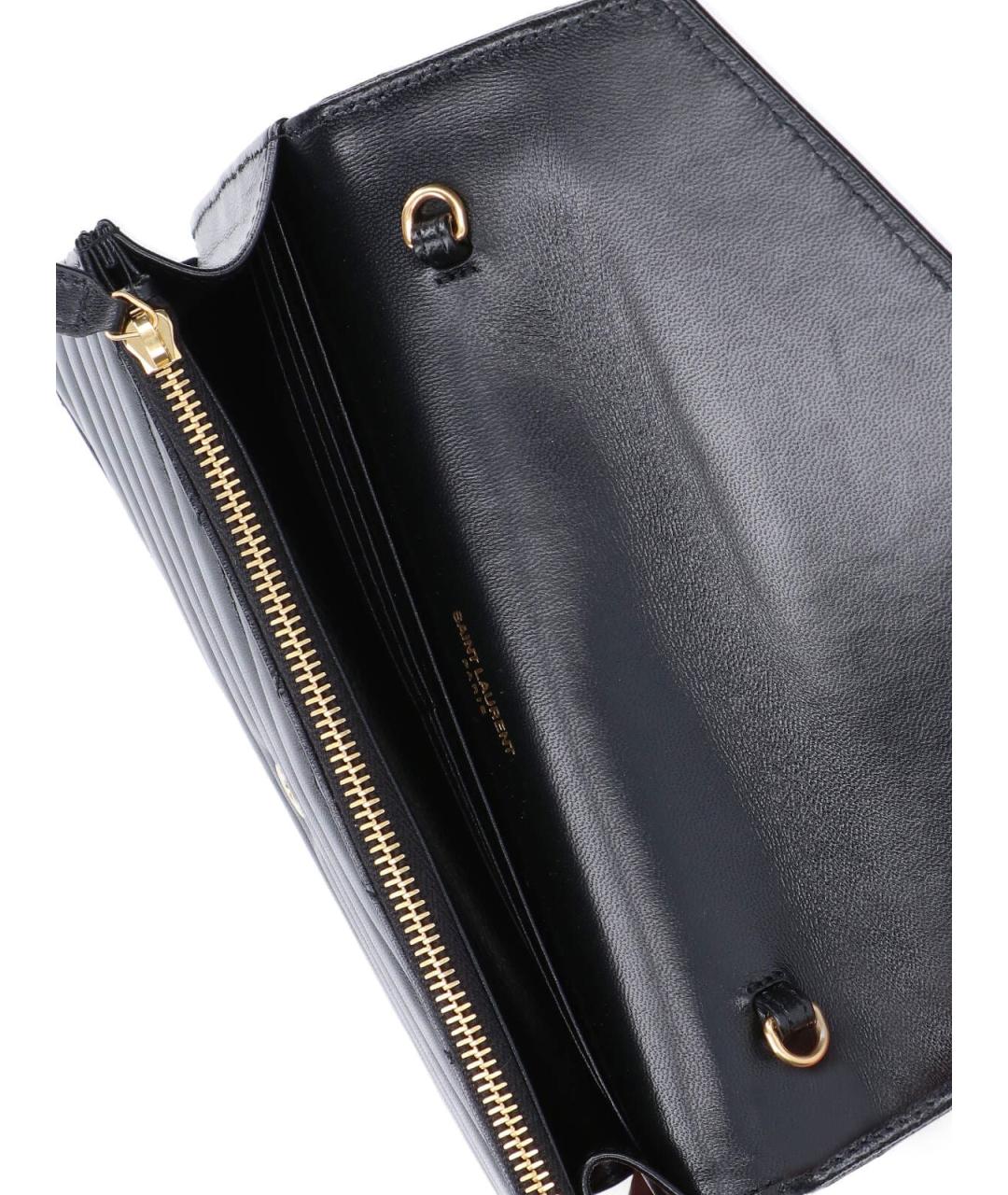 SAINT LAURENT Черный кожаный кошелек, фото 4