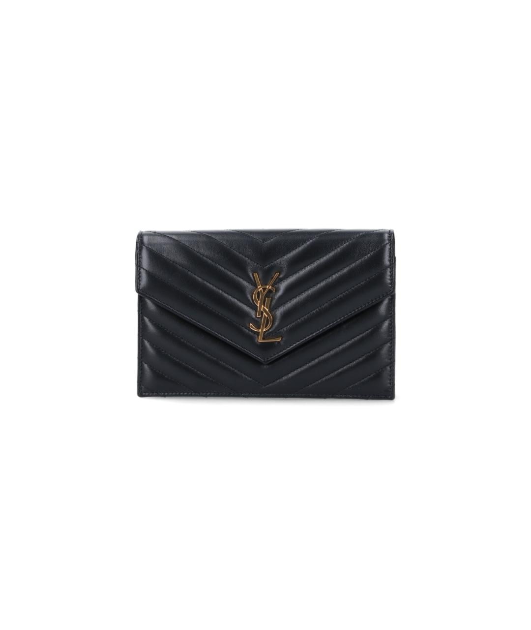 SAINT LAURENT Черный кожаный кошелек, фото 1